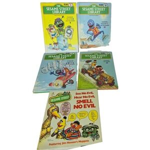 Sesame Street Library 1979 4 Vol #4 #9 #10 #13 & Smell No Evil Scratch n Sniff